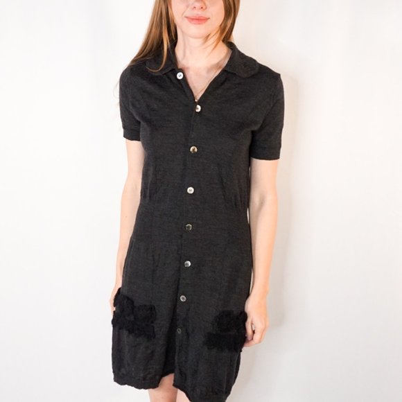 538. TRICOT COMME DES GARCONS Knit Button-Down Dress Small - Picture 7 of 7